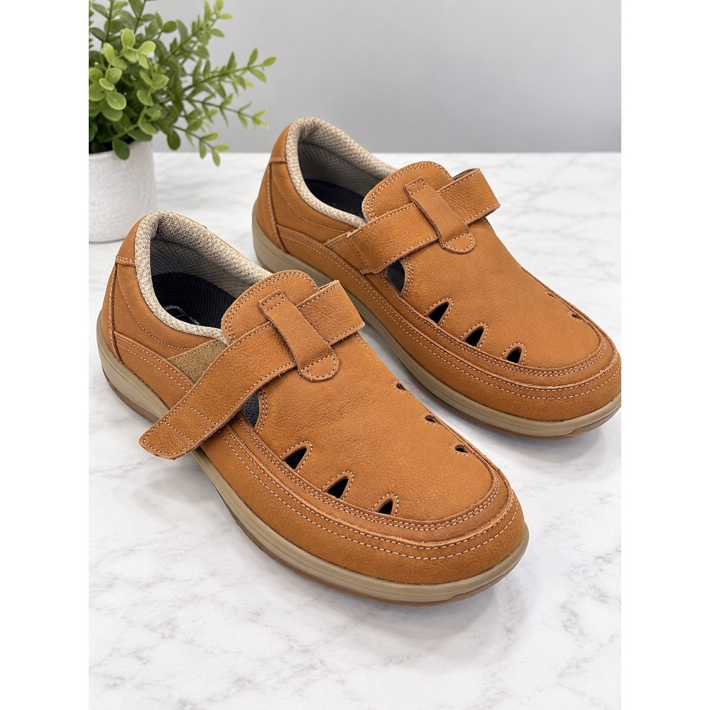 Orthofeet Serene 896 Women's Size 7 Wide D Tan Leather Comfort Shoes Fisherman